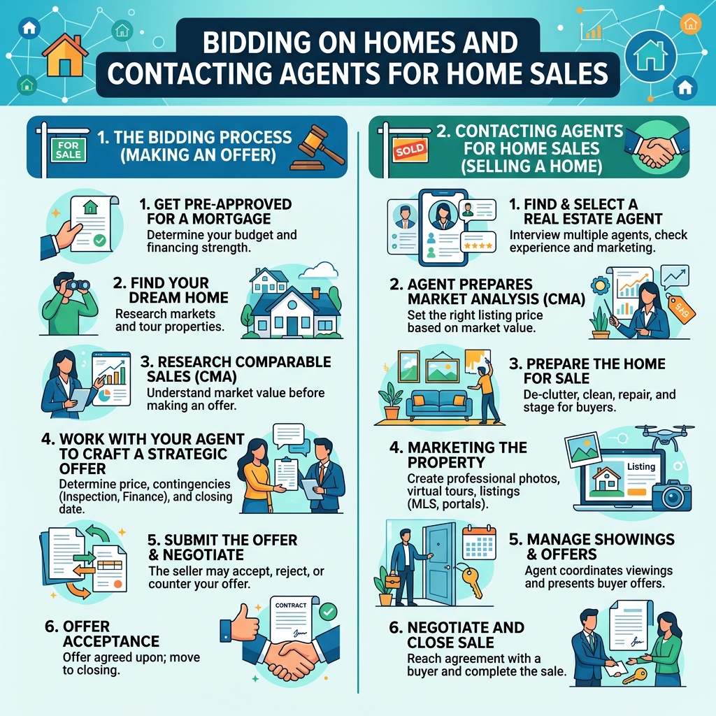 Bidding on Homes and Contacting Agents for Home Sales